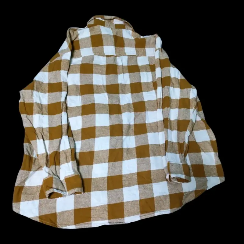 Camisa a cuadros naranjo madera y blanca - 2