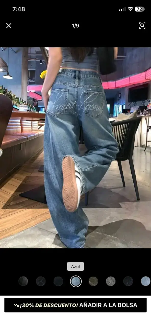 Jeans anchos azul - 2