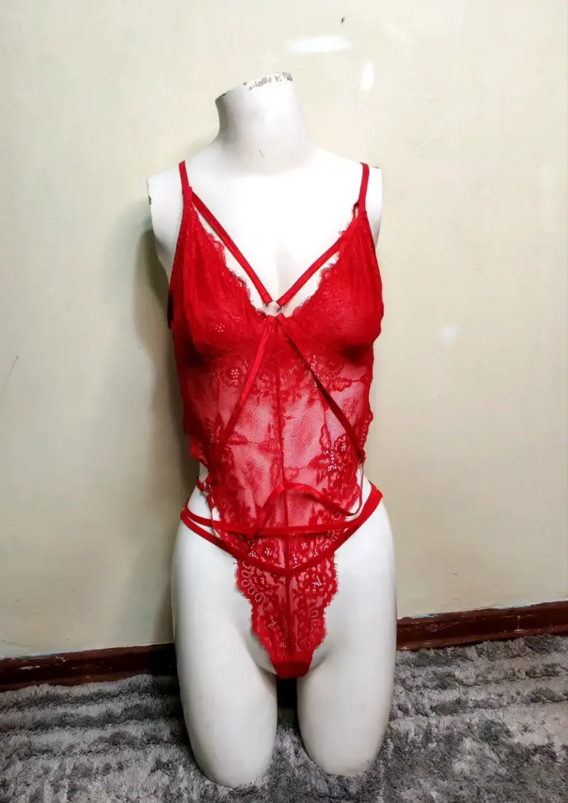 Body de encaje rojo sexy - 1