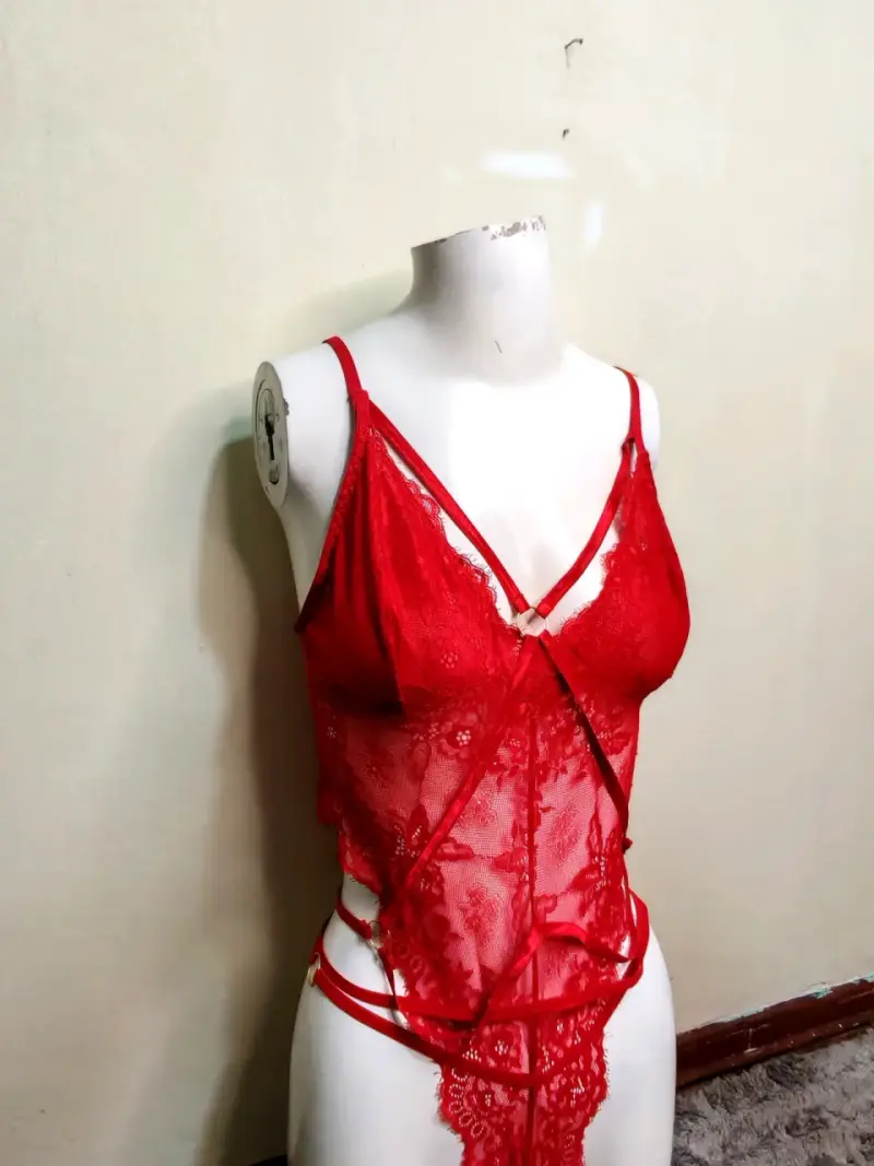 Body de encaje rojo sexy - 2
