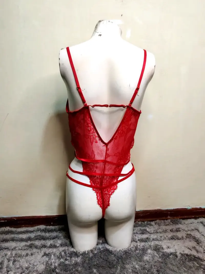 Body de encaje rojo sexy - 5