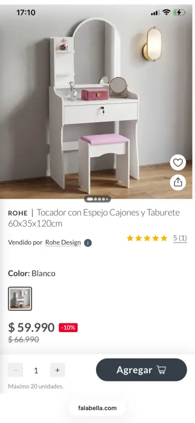 Tocador blanco con espejo - miniatura 2