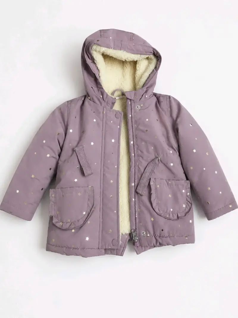 Chaqueta infantil morada con estrellas