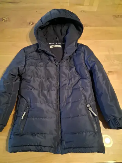 Parka azul con capucha para niño - miniatura 1