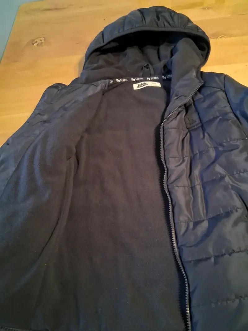 Parka azul con capucha para niño - 3