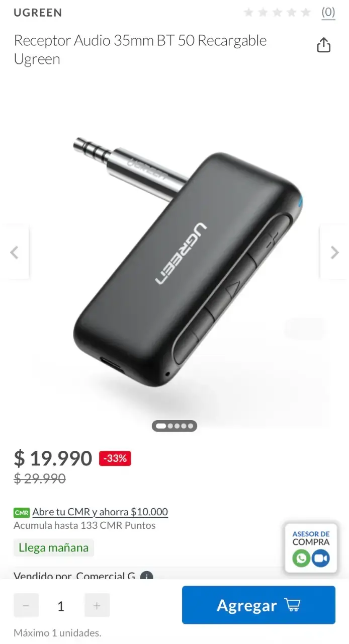 Receptor de audio Bluetooth Ugreen - 1