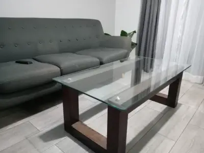 Mesa de centro vidrio y madera - miniatura 1
