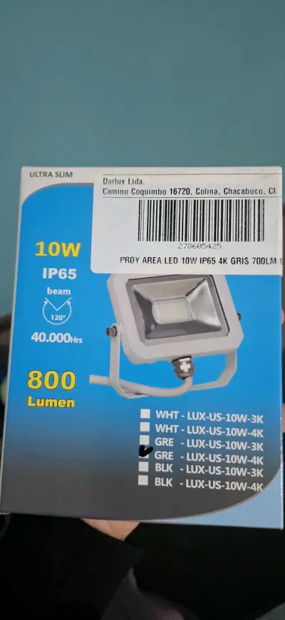 Luz LED 10W IP65 gris - miniatura 1