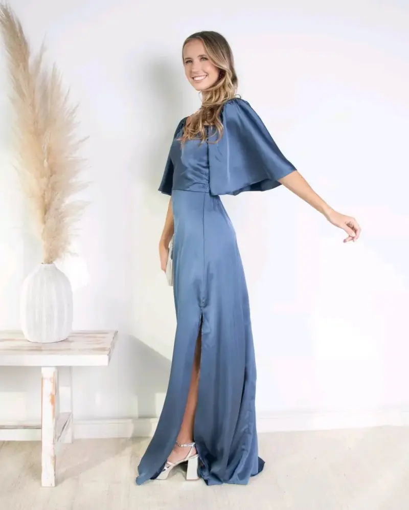 Vestido largo azul elegante - 1