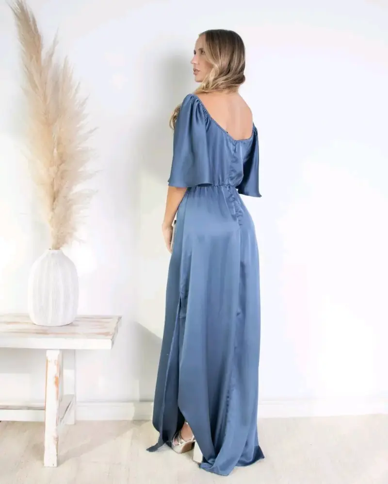 Vestido largo azul elegante - 2