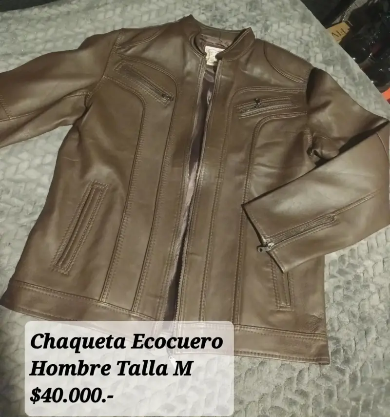 Chaqueta de ecocuero café hombre