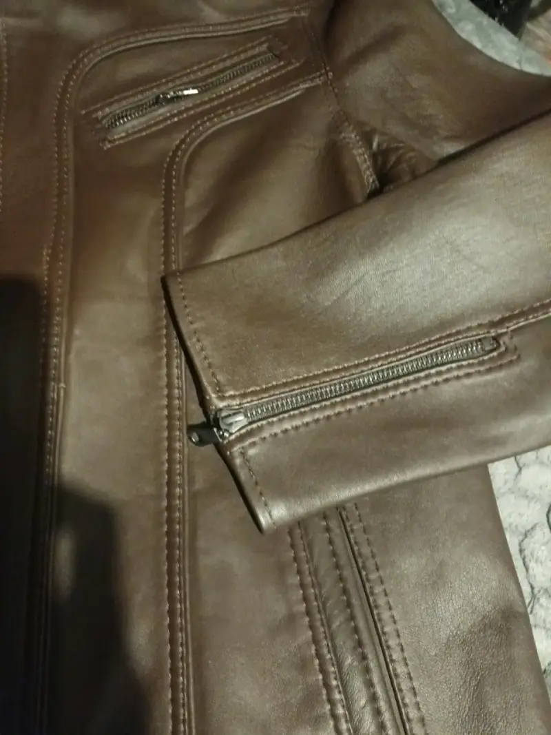 Chaqueta de ecocuero café hombre - 3