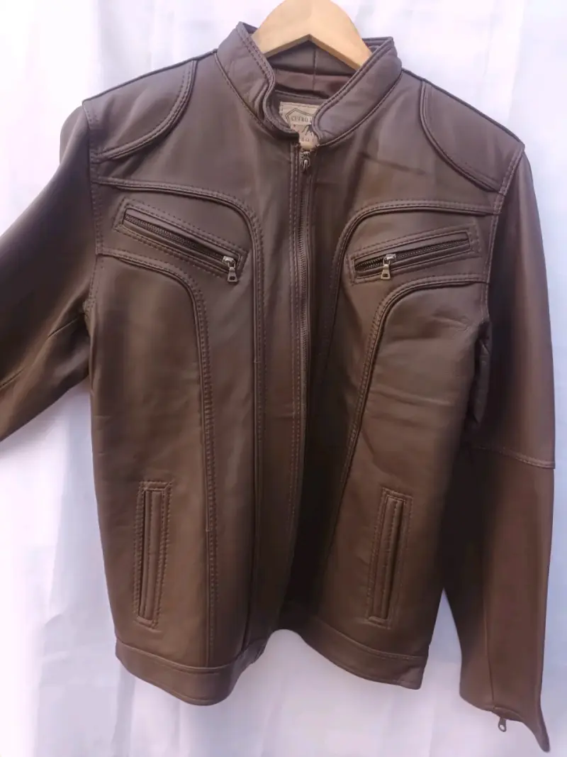 Chaqueta de ecocuero café hombre - 4