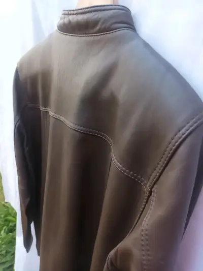 Chaqueta de ecocuero café hombre - miniatura 5