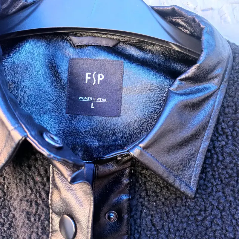 Chaqueta negra FSP de lana con cuerina - 2