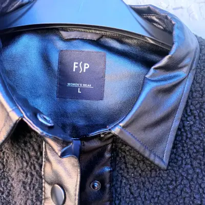 Chaqueta negra FSP de lana con cuerina - miniatura 2