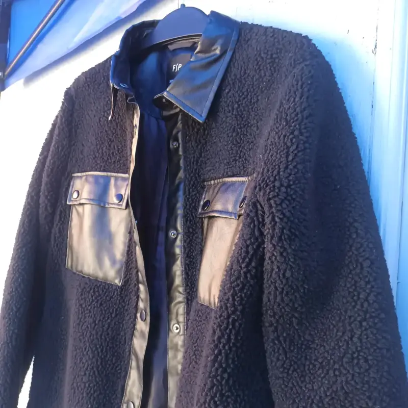 Chaqueta negra FSP de lana con cuerina - 3