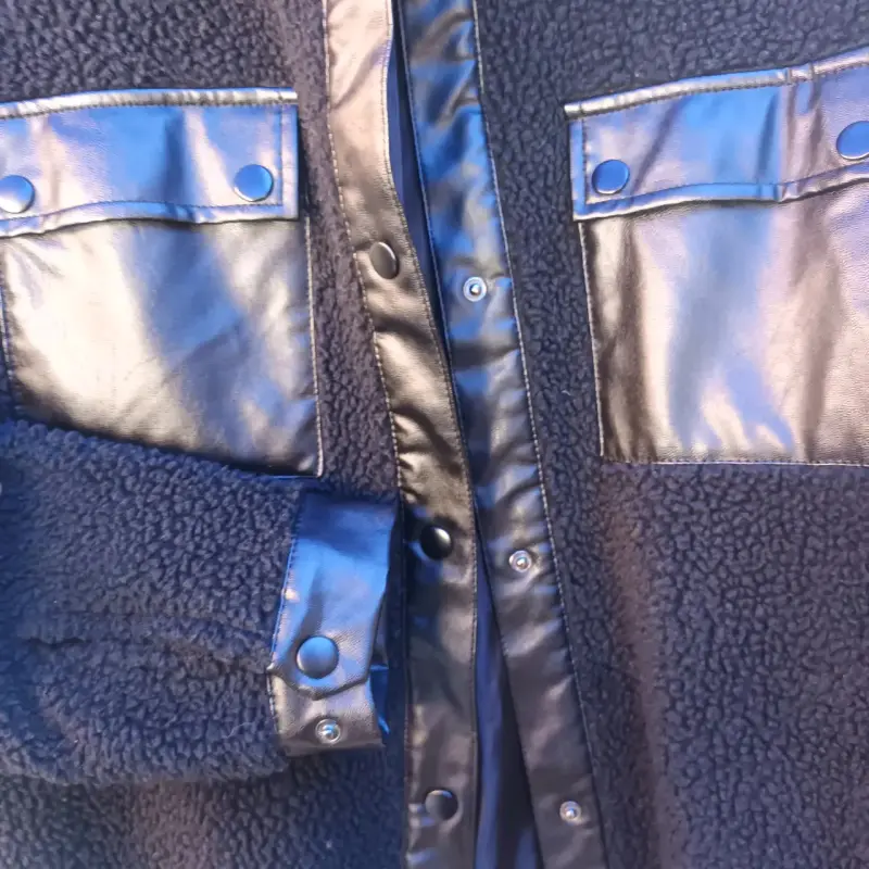 Chaqueta negra FSP de lana con cuerina - 4