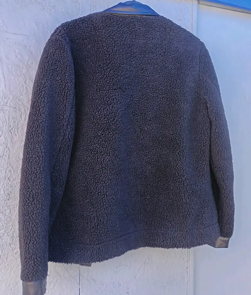 Chaqueta negra FSP de lana con cuerina - 5