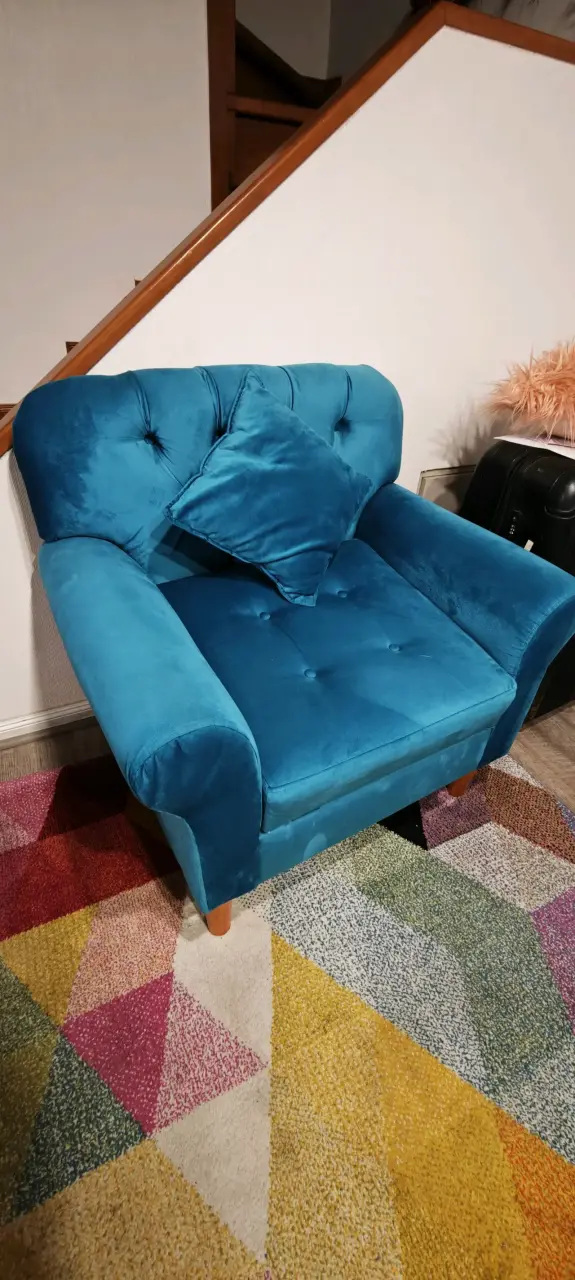 Sillón turquesa con cojín - 2
