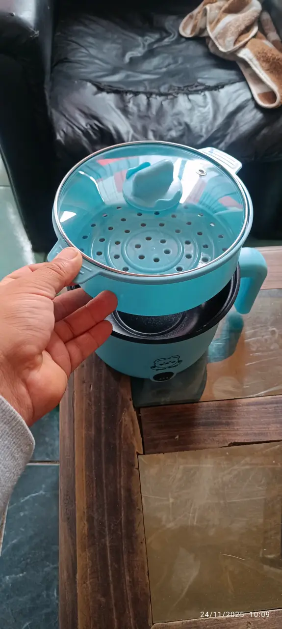 Olla arrocera y vaporera eléctrica azul - 1