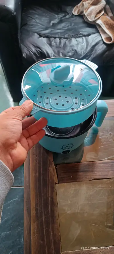 Olla arrocera y vaporera eléctrica azul - miniatura 1