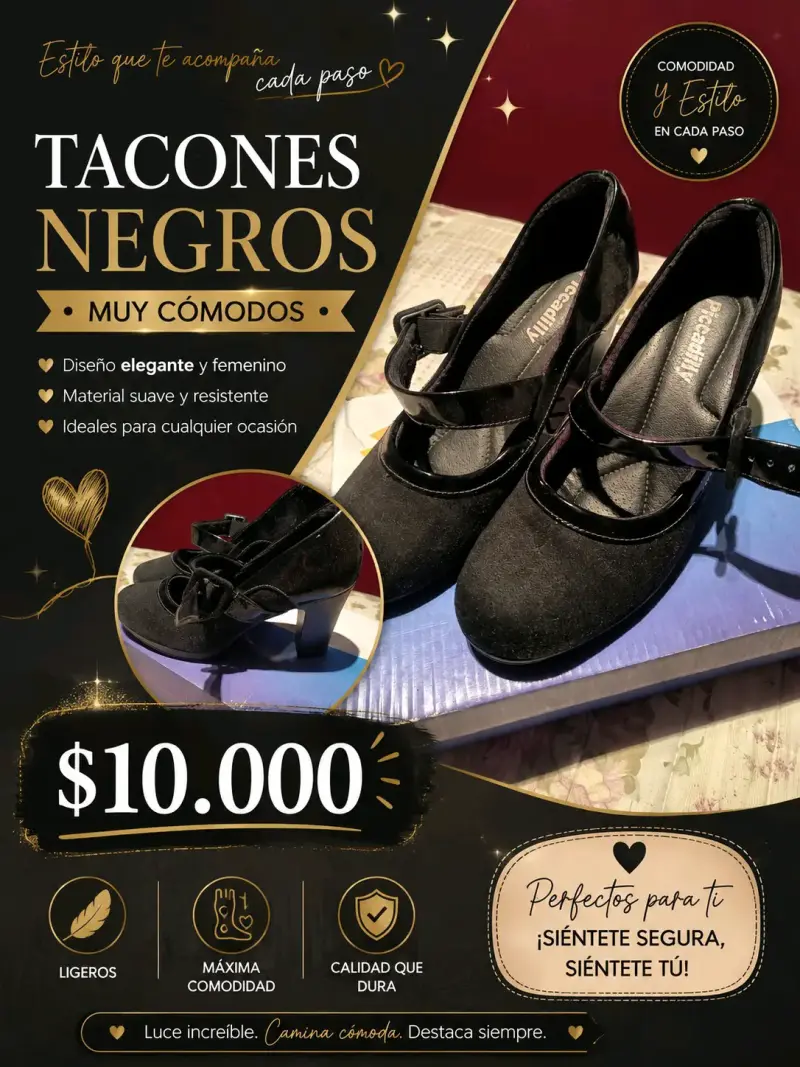Tacones negros muy cómodos