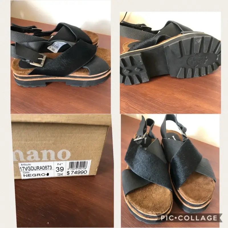 Sandalias Romano negras de cuero talla 39