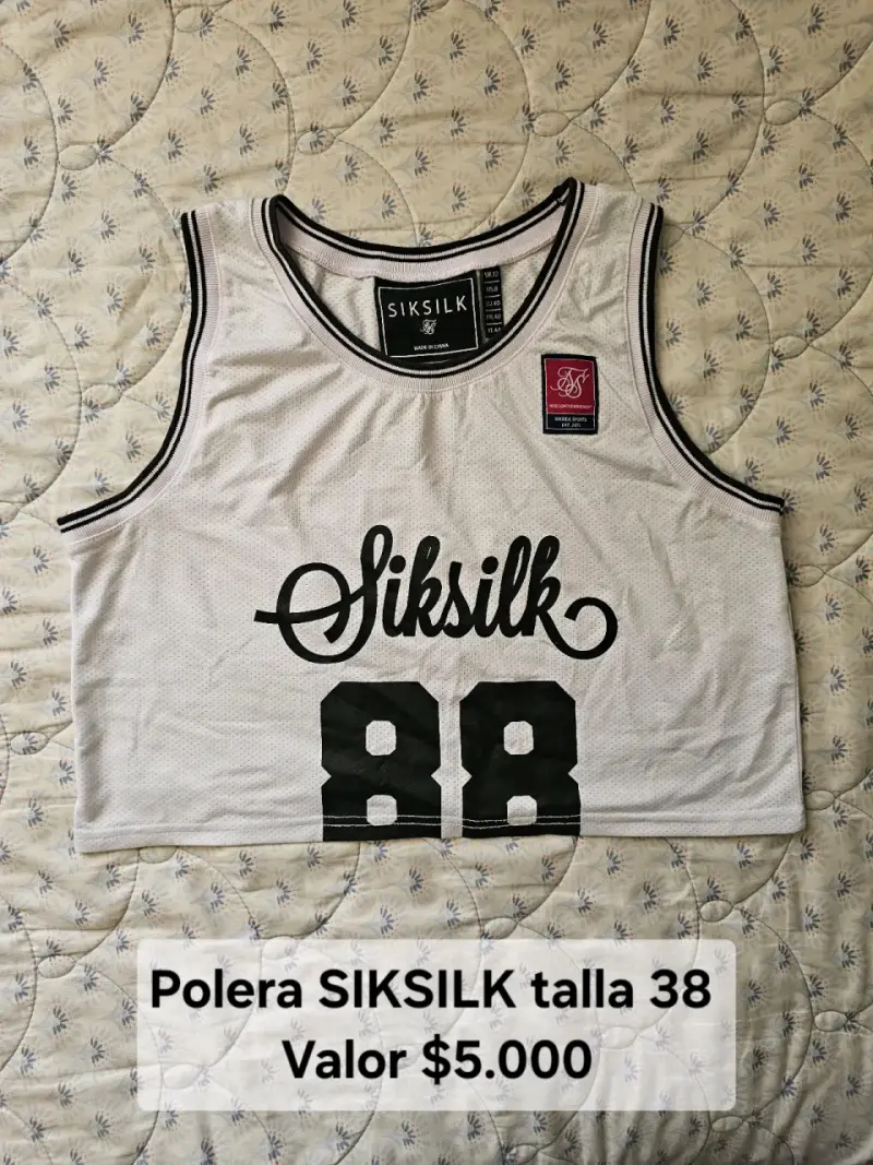 Polera Siksilk blanca talla 38
