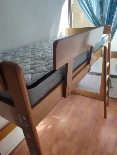 Cama alta de madera más colchón - miniatura 5