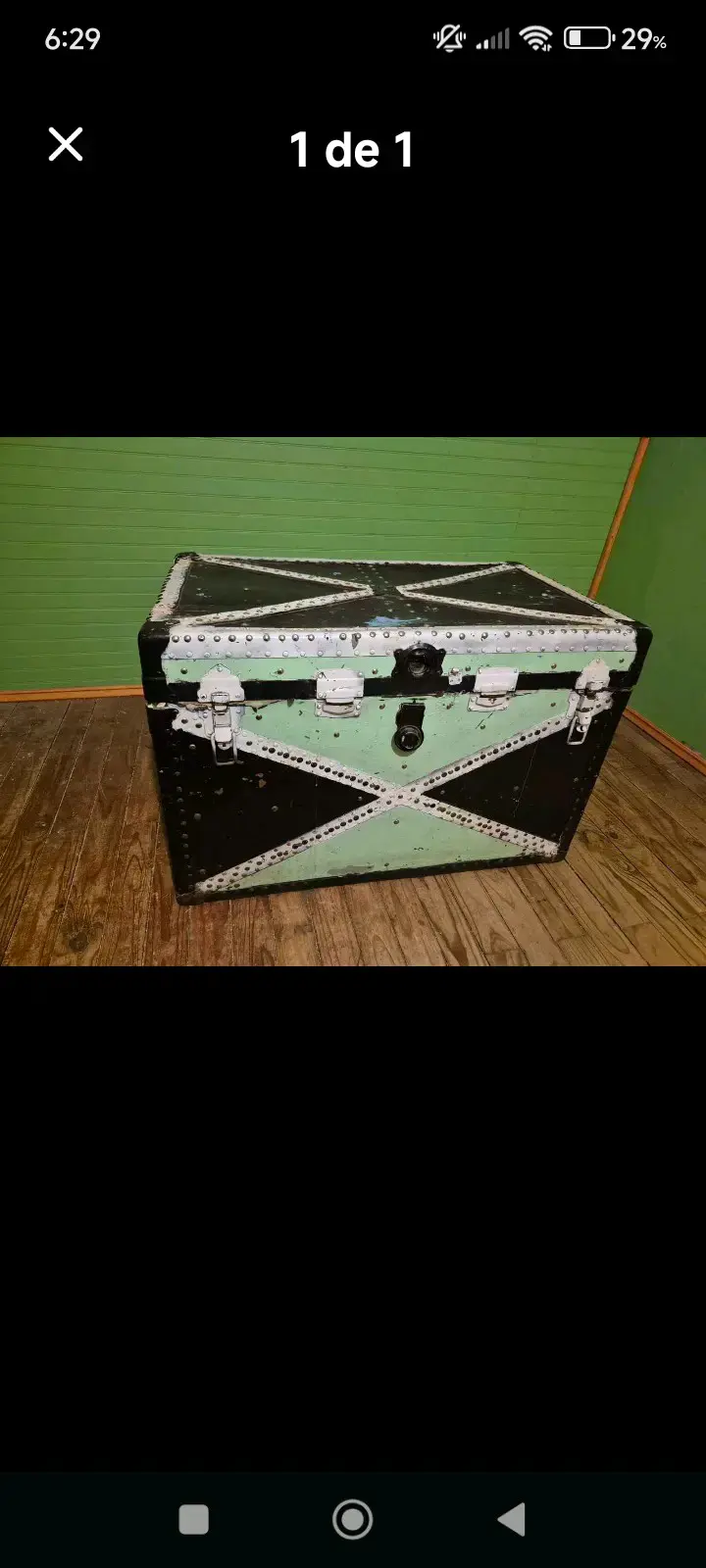 Baúl vintage negro y verde - 1