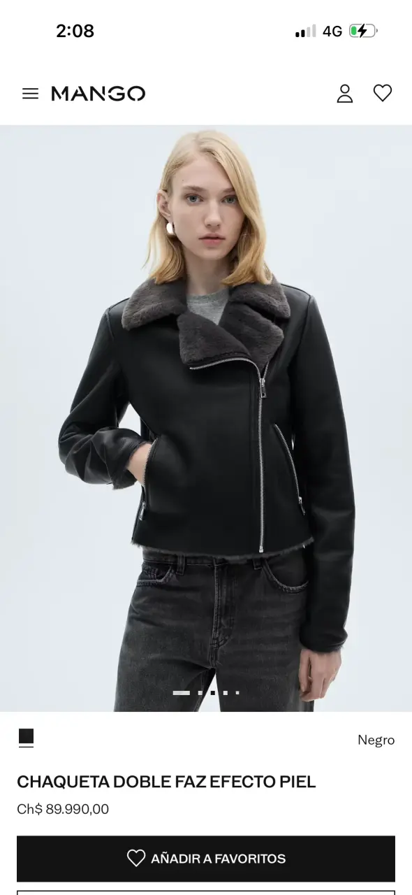 Chaqueta efecto piel negro - 1