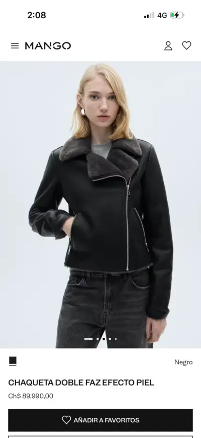 Chaqueta efecto piel negro - miniatura 1