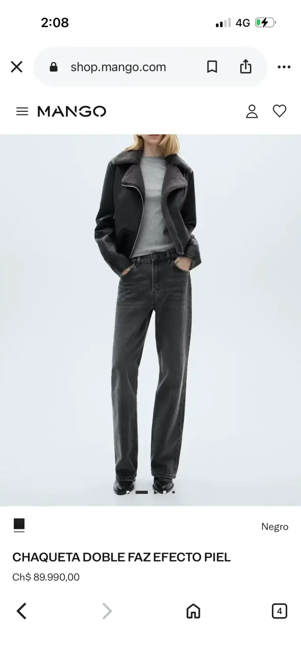 Chaqueta efecto piel negro - 4