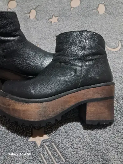 Botines de cuero negro con plataforma - miniatura 2