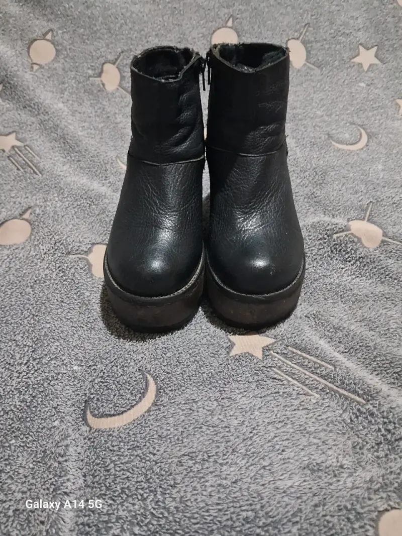 Botines de cuero negro con plataforma - 3