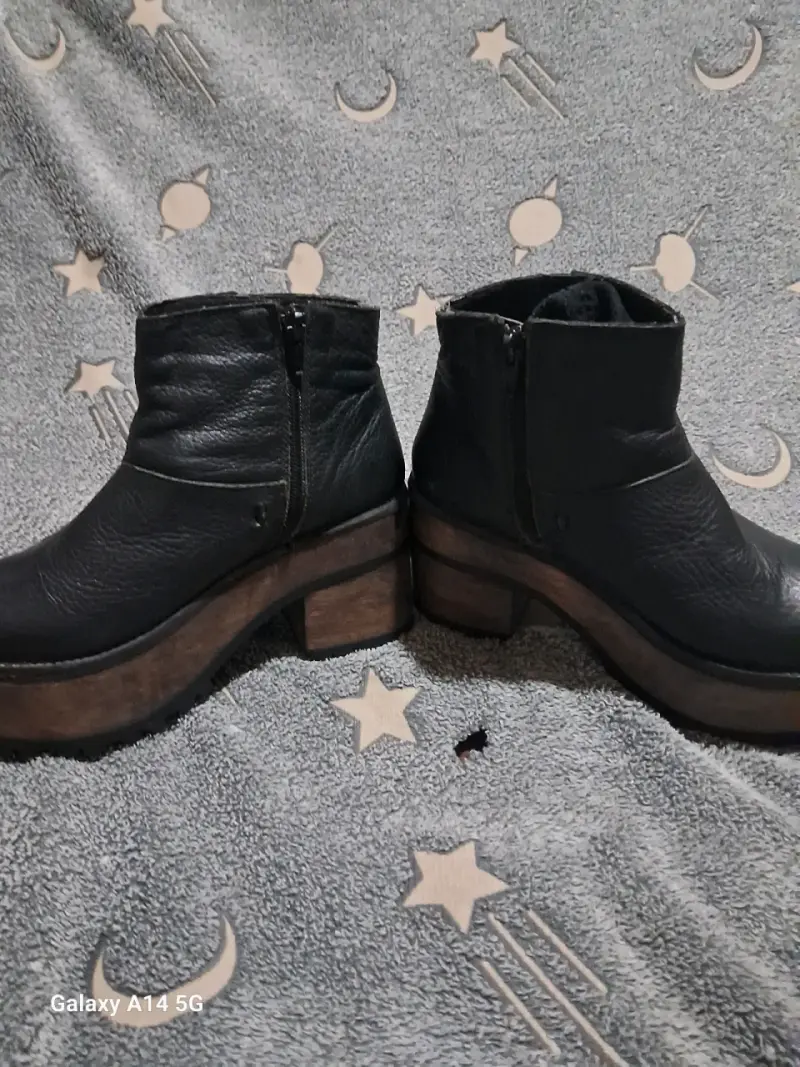 Botines de cuero negro con plataforma - 4