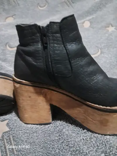Botines de cuero plataforma negros - miniatura 3