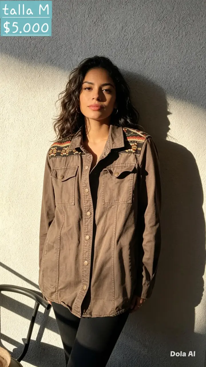 Chaqueta verde musgo bordada - 1