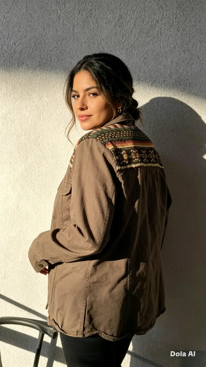 Chaqueta verde musgo bordada - 2