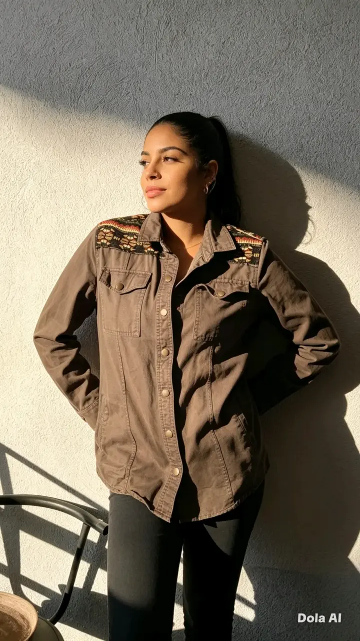 Chaqueta verde musgo bordada - 3