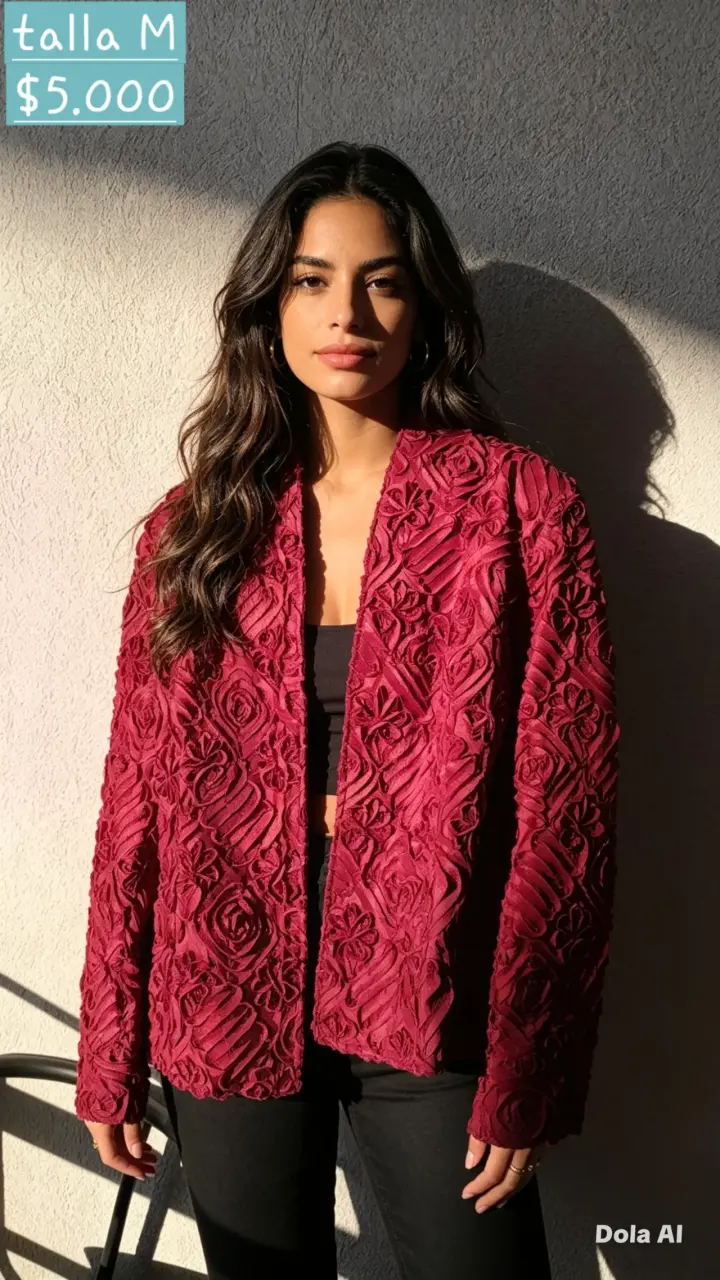 Chaqueta roja de diseño floral - 1