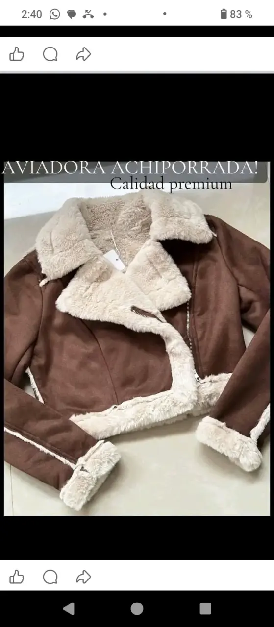Chaqueta aviadora marrón peluda