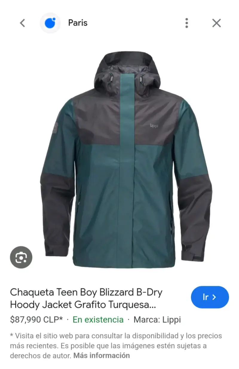 Chaqueta impermeable grafito turquesa