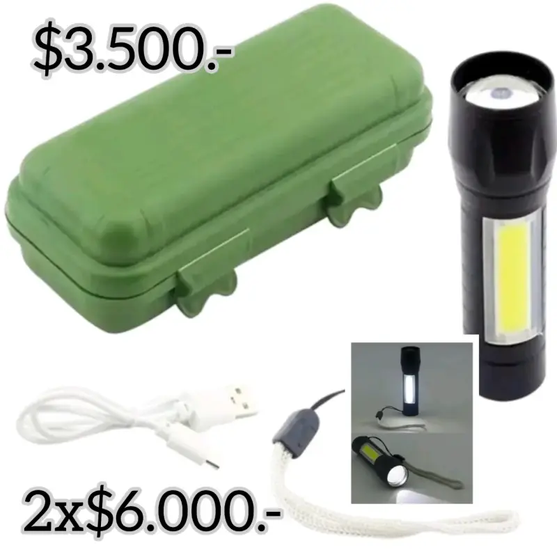 Linterna LED recargable con estuche