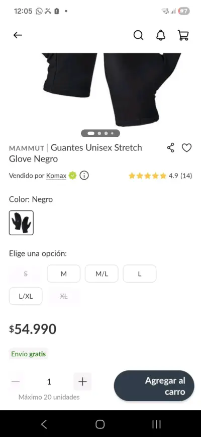 Guantes térmicos negros mammut - miniatura 5