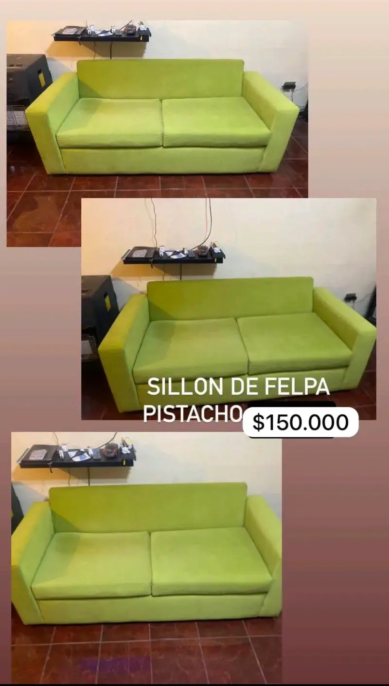 Sofá de felpa pistacho