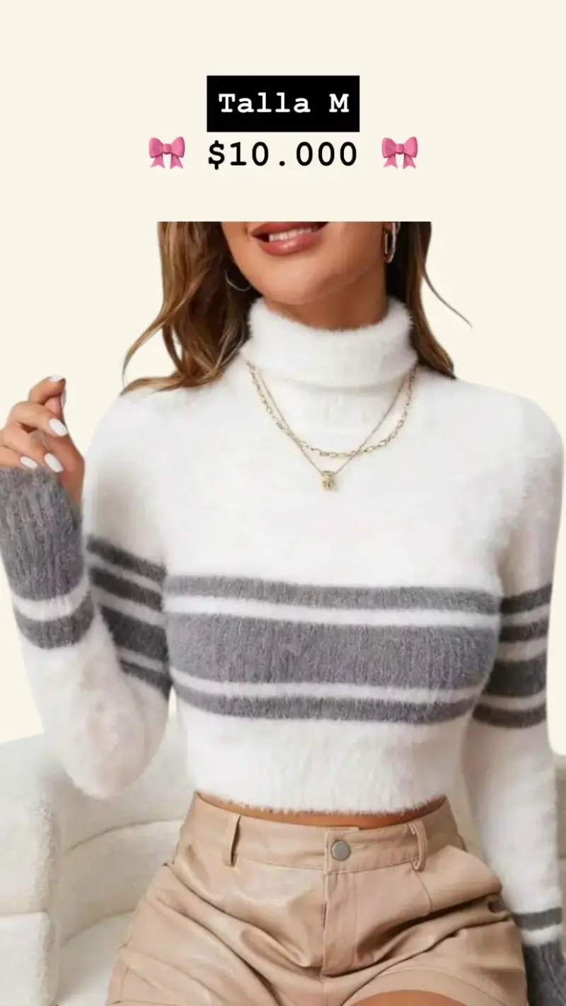 Suéter blanco con rayas grises