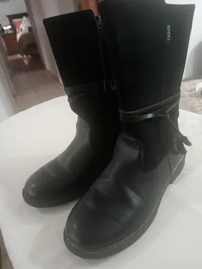 Botas negras de cuero Fagus - miniatura 1
