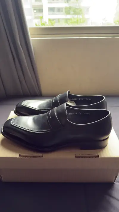 Zapatos f negros de cuero salvatore ferragamo - miniatura 2